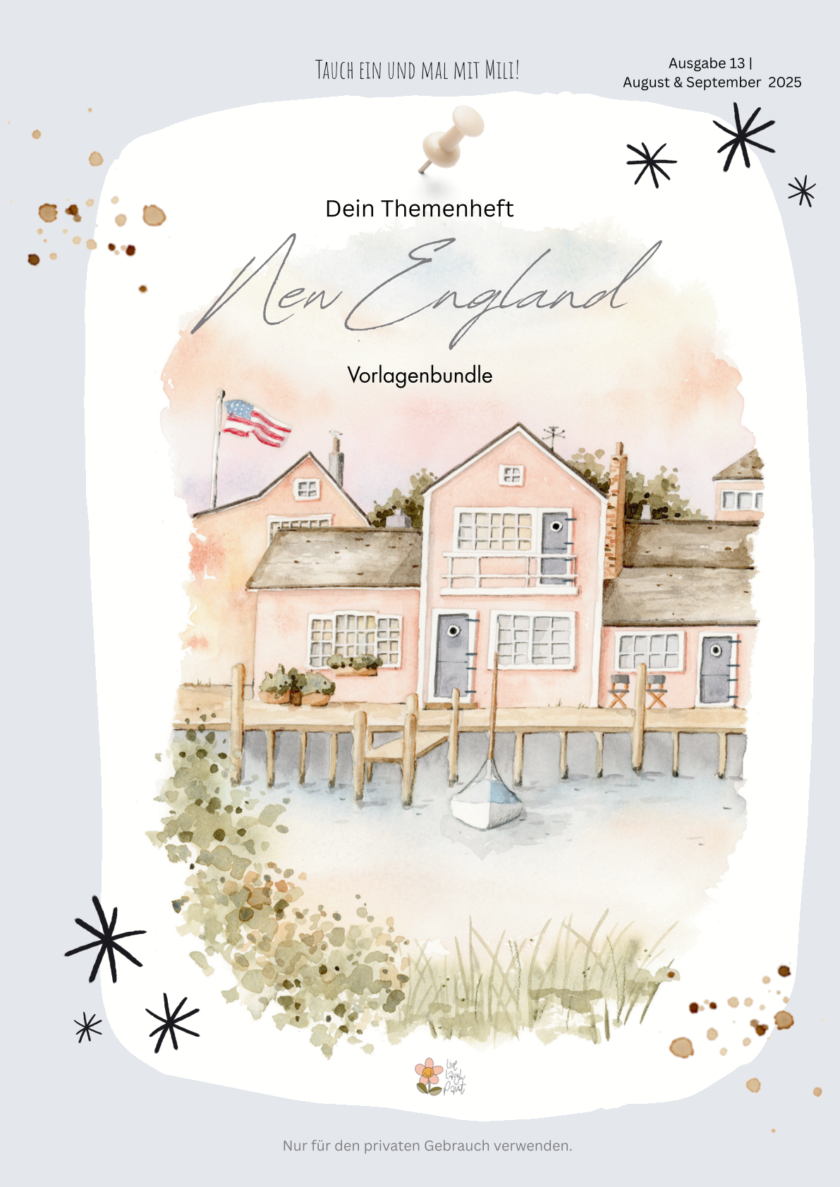 Aquarell Malvorlagen "New England" (Themenheft)