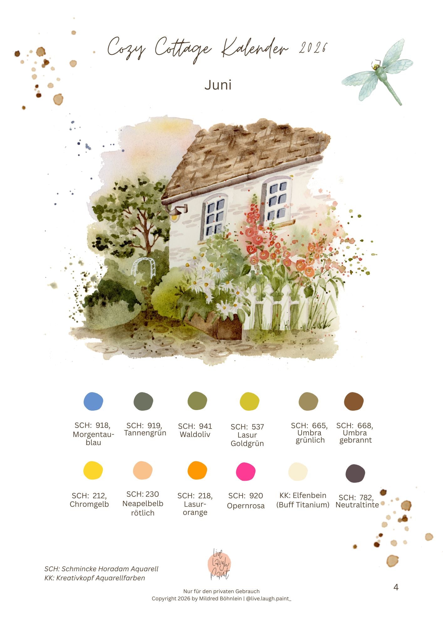 Cozy Cottage Kalender 2026 - Juni Workshop und Guide