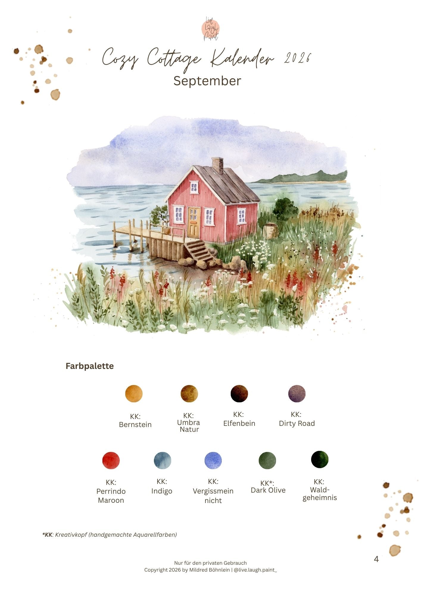 Cozy Cottage Kalender September 2026 | Spätsommer in Schweden