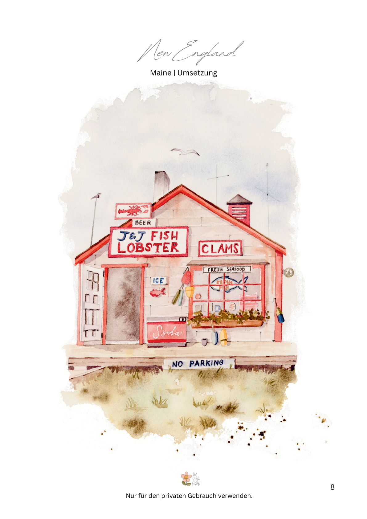 Aquarell Malvorlagen "New England" (Themenheft)