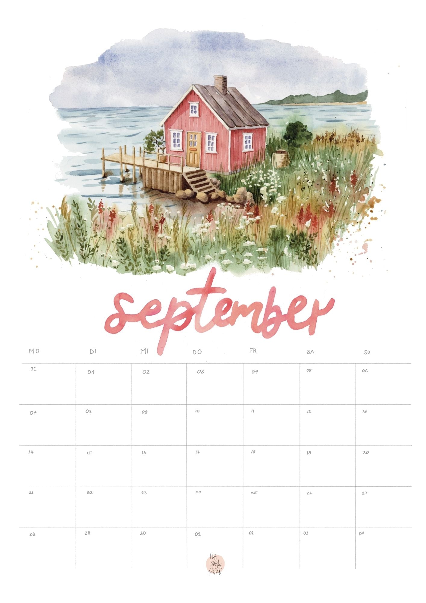 Cozy Cottage Kalender September 2026 | Spätsommer in Schweden
