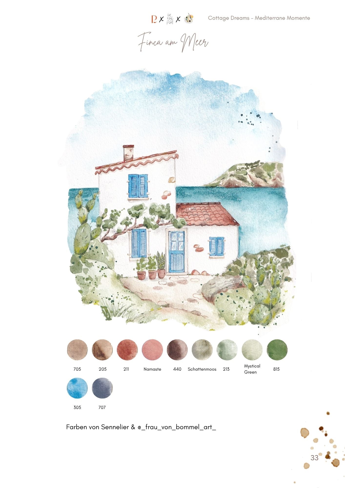 Aquarell Vorlagenpaket „Cottage Dreams“ 10 mediterrane Motive inkl. Live-Workshop